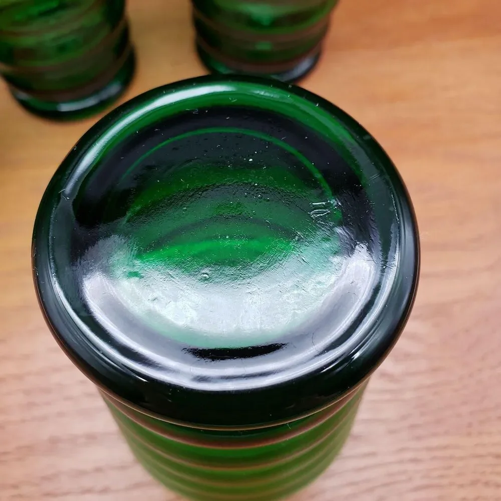 Anchor Hocking Whirly Twirly Forest Green Tumblers Set of 4 Vintage 12 oz